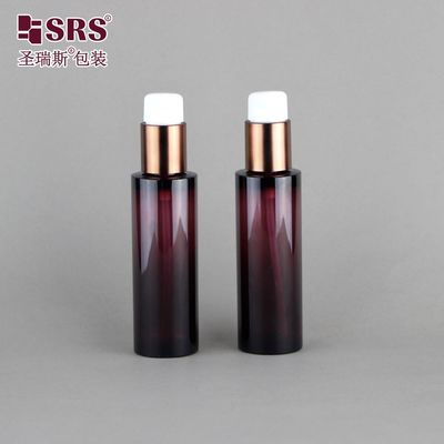 satın al 50ml Şeffaf Kahverengi Lüks Losyon Serum Pompası Kozmetik İçin PET Şişeler online manufacture