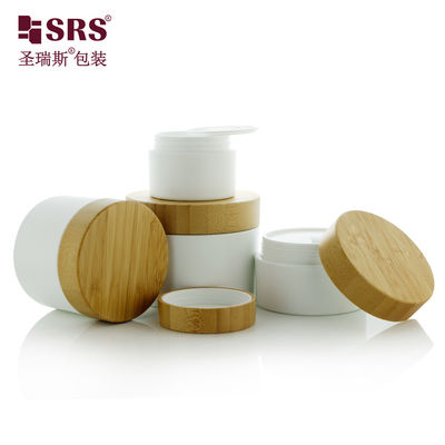 satın al 50g 100g 150g 250g Mat Frosted PP Plastik Kavanoz Gerçek Bambu Kapaklı Özelliklendirilmiş krem kapları online manufacture