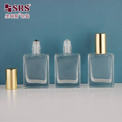 satın al Kare şekil Kalın Duvar Lüks Esansyel Yağ Cam Rulo Üstünde Örnek Şişe 15ml online manufacture