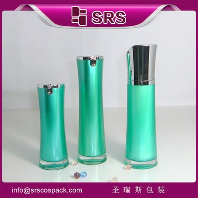satın al SRS temin ücretsiz numune 30ml 50ml parlak kapağı olan kozmetik ambalaj için havasız pompa şişesi online manufacture
