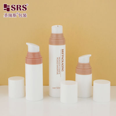 satın al Tatlı Enjeksiyon Beyaz Parlak Yüzey Özel Pembe Renk Plastik Havasız Kozmetik Şişe 30ml online manufacture