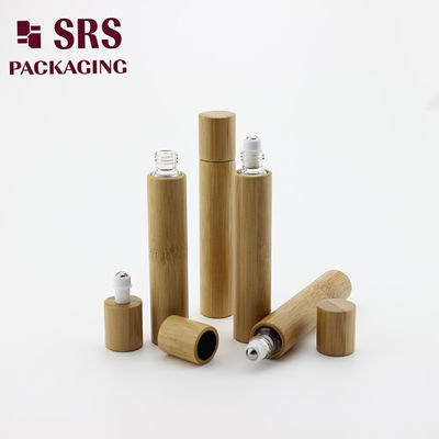 satın al 15ml lüks gerçek bambu serum şişesi metal topu üzerinde cam iç şişe rulo ile online manufacture