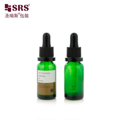 satın al D012 Amber Yeşil Açık Stok Rengi Döşeme Kapaklı Cam Şişe Essential Oil için Silikon ampul online manufacture