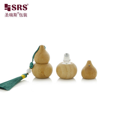 satın al Mini Kurbağa Şekli Gerçek Bambu Cam İç Rol Top Şişe Parfüm Yağı Lüks Özel online manufacture