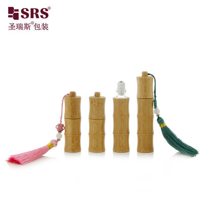 satın al BG-5ML 10ML Eşsiz Tasarım Bambu Cam Parfüm Rulo Şişede Kanca Anahtarlı online manufacture