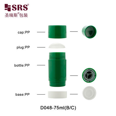 satın al D048 Enjeksiyon Özel Yeşil Renkli Plastik PP PCR Deodorant Stick Konteyner Toptan Lüks Kozmetik Ambalaj online manufacture