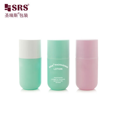 satın al SRS-RE 50ml Yuvarlak Tabanlı Plastik Hava Almayan Pompalı Şişe Yüz Kremi Losyon Jel Ambalajı İçin online manufacture