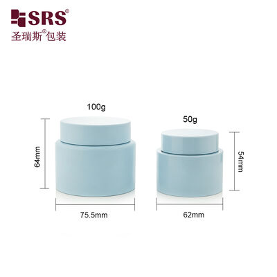 satın al SRSJL 50g 100g Boş Boyalı Mat Mavi Renkli PP Krem Kavanoz Konteyner Özellik Korpus Kirlenme Kavanozları online manufacture