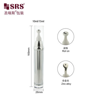 satın al AY009 10ml 15ml Özelleştirilmiş Parlak Gümüş Metalik Akrilik Hava Almayan Roll-On Şişe Göz Kremi İçin Sızdırmaz online manufacture