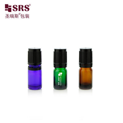 satın almak SRS Amber Glass Roll On Bottle 5ml With Steel Gemstone Glass Ball For Essential Oil online manufacture