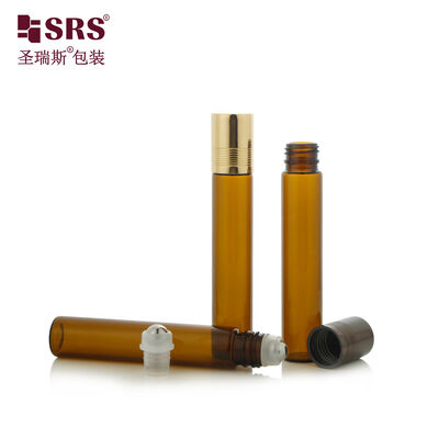 satın almak 8ml/10ml/15ml Amber Tubular Glass Roll-On Flask Empty Cosmetic Roller Vial for Essential Oil Perfume online manufacture