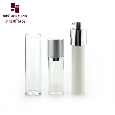 satın al yuvarlak şekli 15ml 30ml 50ml akrilik boş havasız losyon pompası şişesi online manufacture