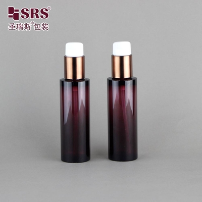 50ml Şeffaf Kahverengi Lüks Losyon Serum Pompası Kozmetik İçin PET Şişeler