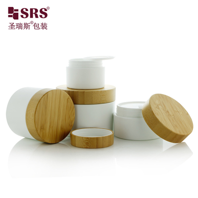 50g 100g 150g 250g Mat Frosted PP Plastik Kavanoz Gerçek Bambu Kapaklı Özelliklendirilmiş krem kapları
