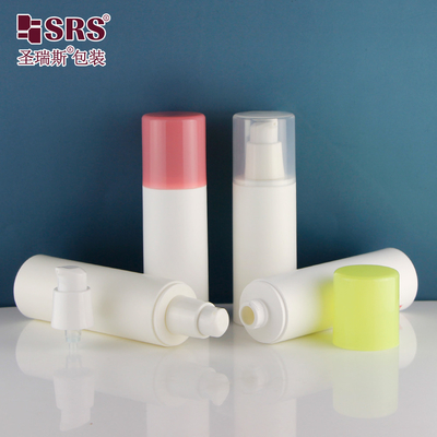 Enjeksiyon Beyaz PCR Çevre dostu yüz losyonu pompa şişeleri Plastik havasız şişe 50ml