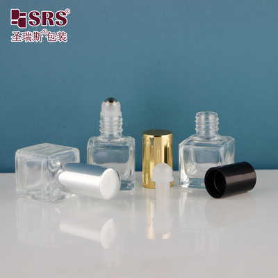 6ml Boş Parfüm Kare Şekil Şeffaf Metal Rol Şişe Cam