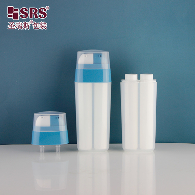 30ml Çift Tüpli PP PCR Geri Dönüştürülmüş Losyon Serum Gel Deri Bakımı Hava Almaz Kozmetik Şişe 20ml