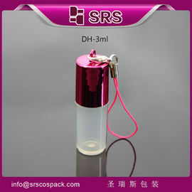 SRS ücretsiz numune 3ml metal kapaklı küçük plastik rulo için kanca ile cep büyüklüğündeki şişe
