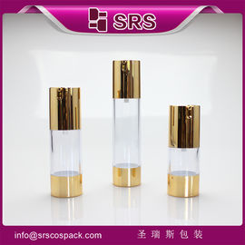 SRS 2015 Çin'de yeni ürünler boş 15ml 30ml 50ml altın silindir havasız pompa şişesi