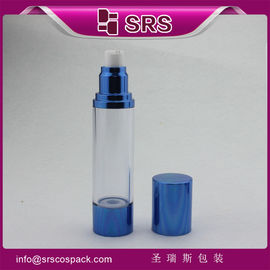 A022 Kozmetik serum için 15 ml 30 ml 50 ml mavi alüminyum havasız şişe