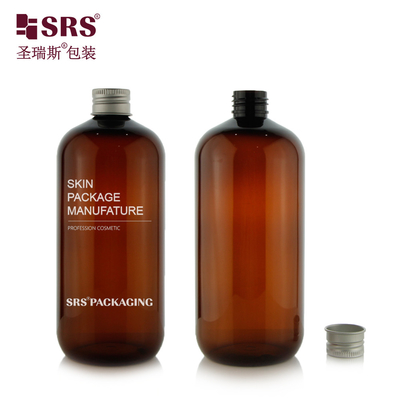 SRS yuvarlak Boston şekli toner 500ml Büyük Kapasite Plastik PCR Ekolojik Dost Amber PET şişe