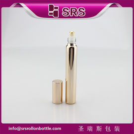 15 ml, 17 mm çaplı metalli gül altın cam şişe gerçek altın top ve alüminyum kapağı ile.