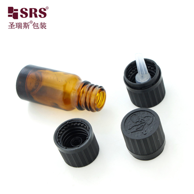 CRC çocuklara karşı koruyucu kapağı olan boş kozmetik cam şişeler Amber 10 ml esanslı yağ şişesi