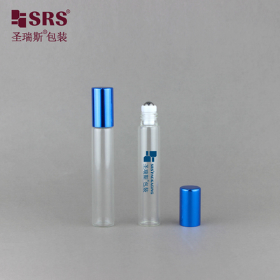8 ml Mavi Alüminyum Parlak Kapak Cam Tüp Şişede Açık Parfüm Rulo