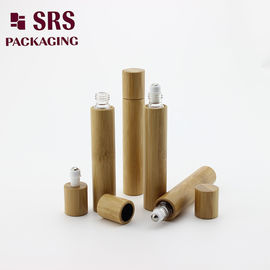 15ml lüks gerçek bambu serum şişesi metal topu üzerinde cam iç şişe rulo ile