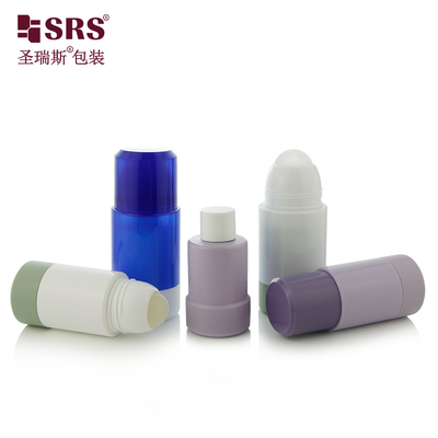 Değiştirilebilir Boş Plastik PP PCR Geri Dönüştürülmüş Yuvarlak Deodorant Gel Uygulayıcı Şişesinde Yeniden Doldurulabilir Rulo