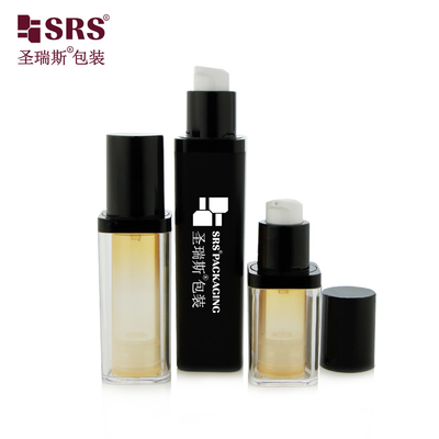 Boş PET Değiştirilebilir Çift Duvarlı Kare Şekil Özel Renk Yüz Serumu Havasız Şişe 50ml