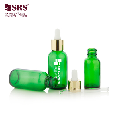 30ML 60ML Gemiye Hazır Boş Yeşil Renk Alüminyum Omuz Cam Şişeler Dropper ile