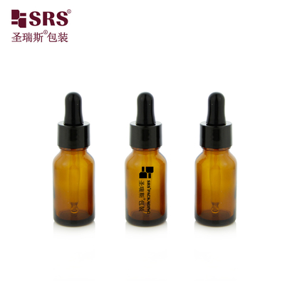 15 ml 0.5 oz Boş Amber Rengi Yuvarlak Kalın Duvar Kalıp Essential Oil Glass Bottle Dropper