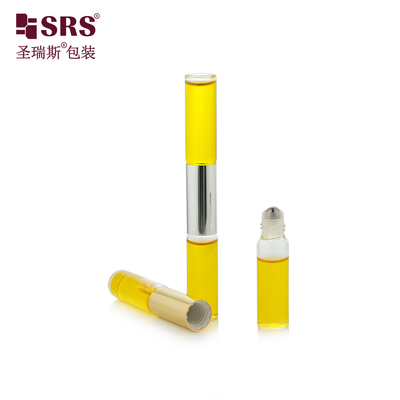 SGB2-5ml + 5ml Uçucu Yağ Parfümü İçin Çelik Bilyalı Şeffaf Şeffaf Çift Uçlu Cam Şişe