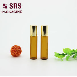5 ml lüks kehribar cam rulo topu şişesi ve uçucu yağ için metal topu