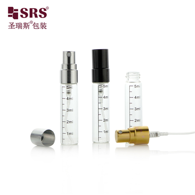 BLPA-5ML Parfüm ambalajı için ince sis püskürtücü pompası ile şeffaf boru cam şişe Küçük miktarda mevcut