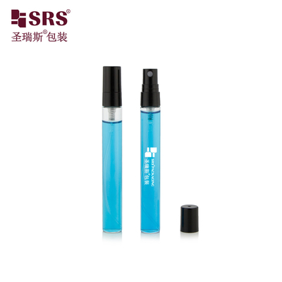 BLPP-10ML 14mm DIA Fine Mist Pocket Size Parfüm için Siyah Plastik püskürtme pompası ile Şeffaf Tüp Cam Şişe