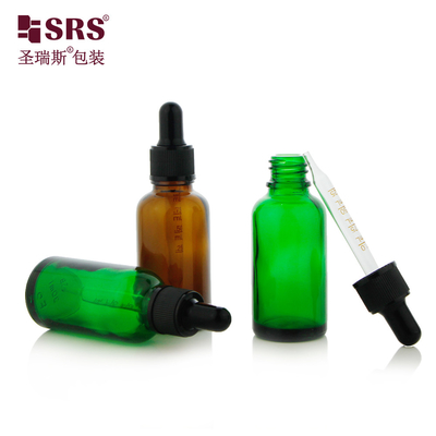 D002 Kesin Amber Yeşil Mavi Renkli Essential Oir Kozmetik Serum için Cam Damla Şişesi