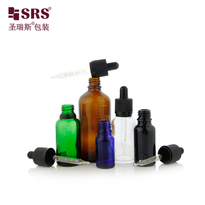 D006 15 ml 30 ml 50 ml Yeşil Şeffaf Şeffaf Cam Damla Şişesi Yüz Serumu İçin Dönüştürülemez Kapak