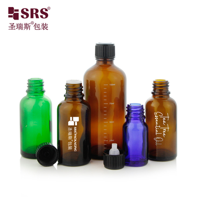 G005 Essential Oil için yatay damlatıcı yerleştirme ile cam yuvarlak Boston şişe vida kapağı