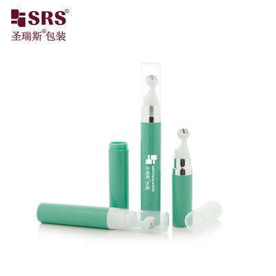 A0035 7.5ml 10ml 15ml Seyahat Cep Boyutu Plastik PP PCR Yuvarlak Havasız Pompa Şişesi Snap-On Design Roll On Serum Şişe