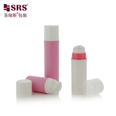 A0211 15ml 30ml 50ml Yuvarlak Şekil Şık Plastik Havasız Pompa Losyon Şişe Pembe Snap On Tasarım Pompası