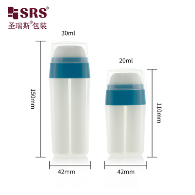 PA214 20ml 30ml Oval Şekil Çift Tüp Plastik PP PCR Havasız Losyon Pompası Şişe Eşsiz Tasarım Dayanıklı Malzeme