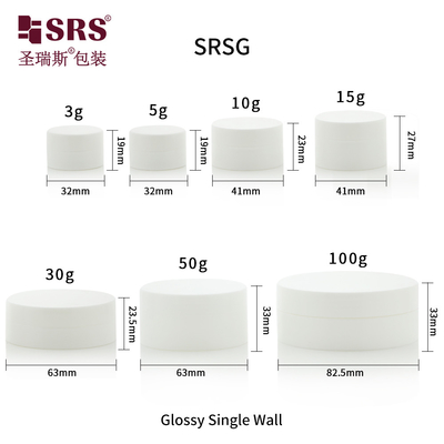 SRSG 3g 5g 10g 15g 30g 50g 100g Plastik Boş Parlak Yüzey Tek Duvarlı Beden Kremi İçin Eşsiz Tasarımlı PP Kavanoz