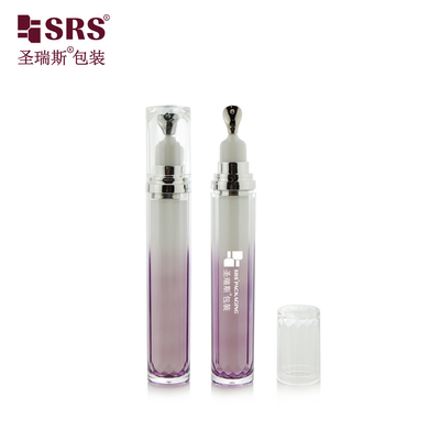 LR001-15ML Özellik Boyalanmış Eğimli Renk Akrilik Çift Duvarlı Şişe Göz Kremi için Metal Uygulayıcı ile