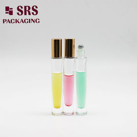Parfüm yağı için 10 ml şeffaf kalın cam rulo metal top şişe