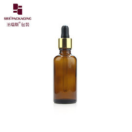 30 ml 50 ml kehribar renkli yuvarlak cam kozmetik esans şişesi damlatıcı ile