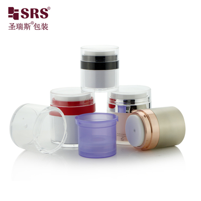 Değiştirilebilir Akrilik Havasız Pompa Krem Kavanozu 15ml 30m 50ml Özel Renk