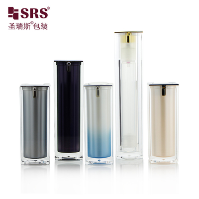 15ml 30ml 50ml Lüks Özel Renkli Akrilik Boş Havasız Pompa Şişesi Kare